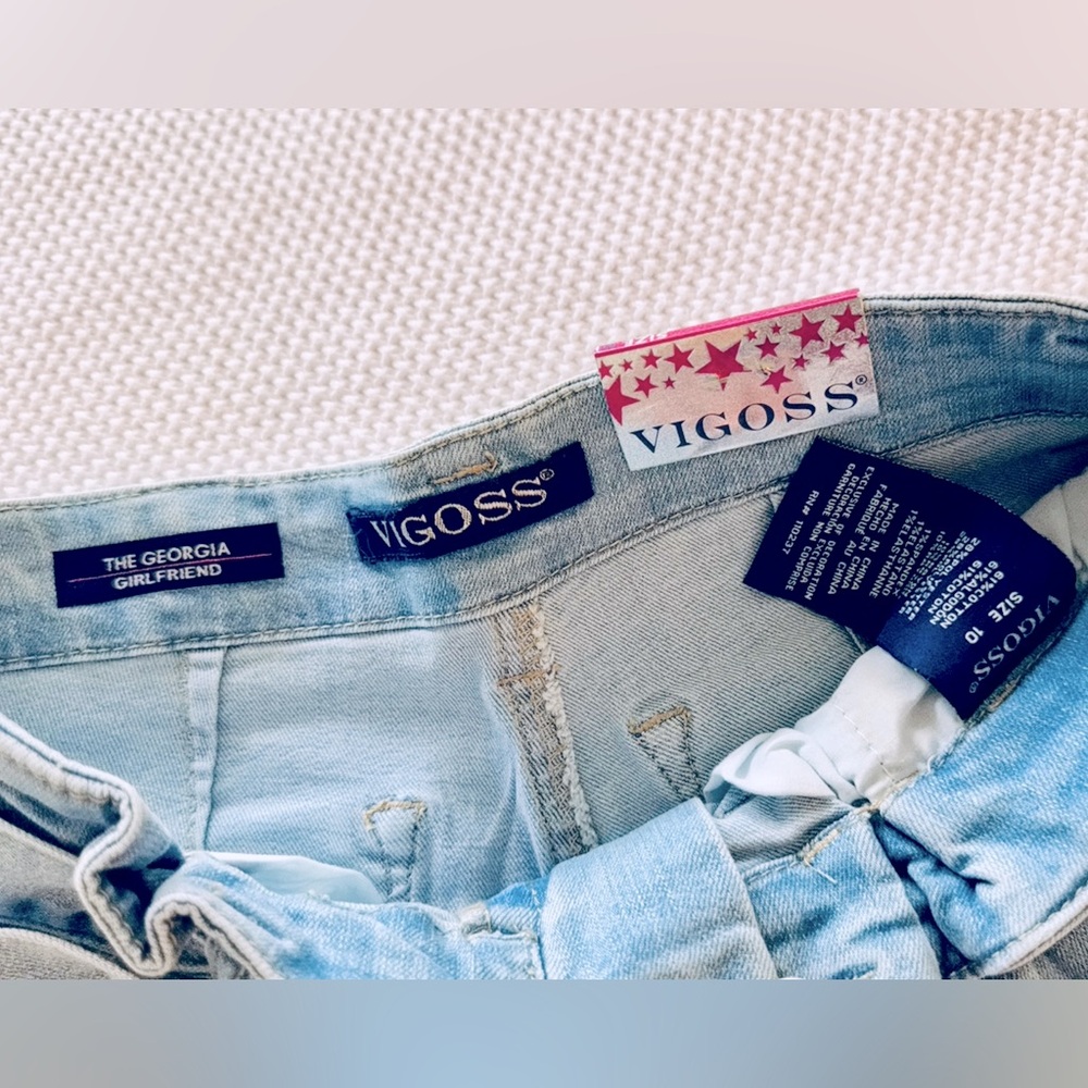 VIGOSS Georgia Girlfriend Super Stretch Light Blue Jeans w Denim Belt Tie - Picture 11 of 15